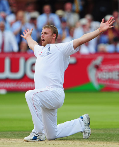 Andrew Flintoff: Andrew Flintoff celebrates at Lord's