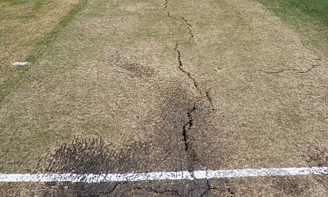Cracks in a pitch at the WACA
