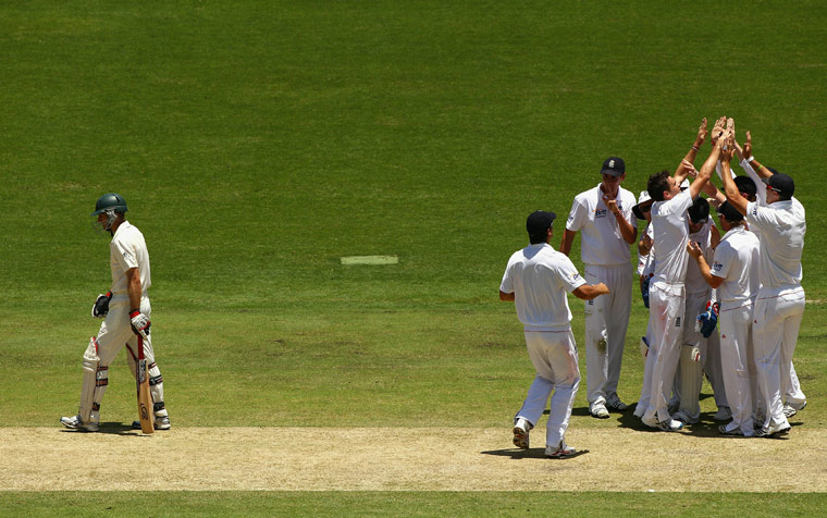 Ashes 2010: England celebrate the wicket of Simon Katich