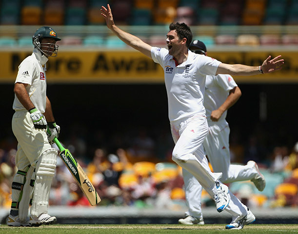 Ashes 2010: James Anderson celebrates the wicket of Ricky Ponting