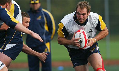 Wallabies captain Rocky Elsom in action during a training session at the University of Glamorgan