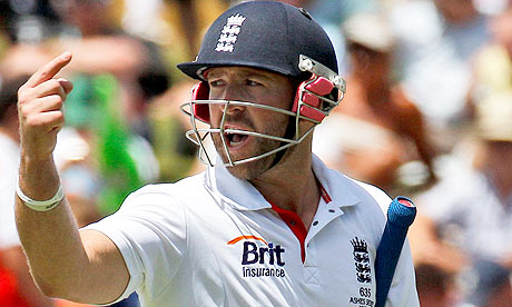 England's Matt Prior gestures