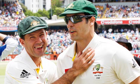 Ricky Ponting and Mitchell Johnson
