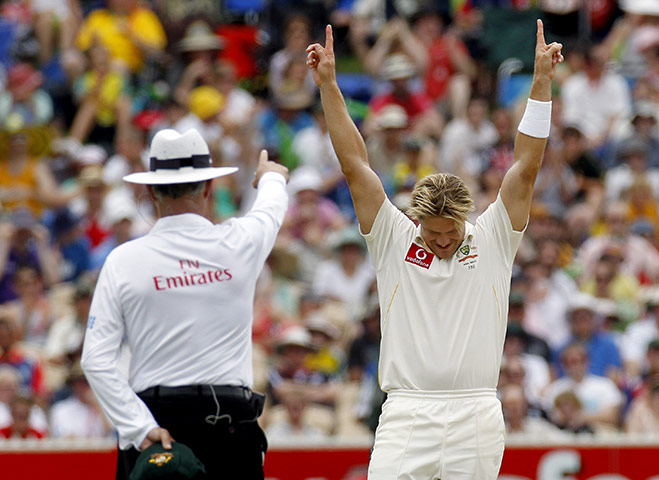 Ashes 2010: Shane Watson celebrates a wicket