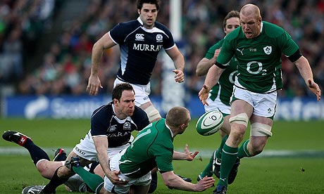 Ireland's Paul O'Connell playing the 2010 Six Nations against Scotland at Croke Park