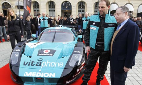 German driver Michael Bartels talks with Jean Todt, President of the FIA, in Paris