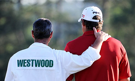 lee westwood masters. Lee Westwood and his caddie,