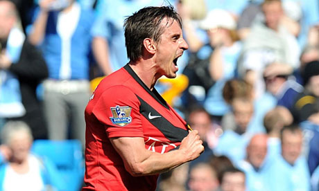 Gary Neville celebrates