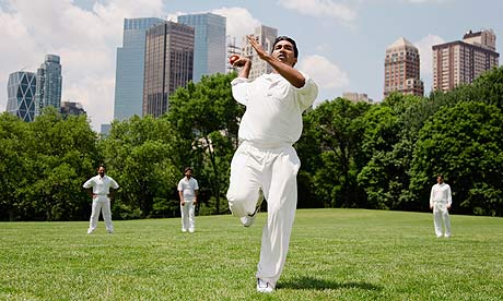A cricketer in Central Park, New York City