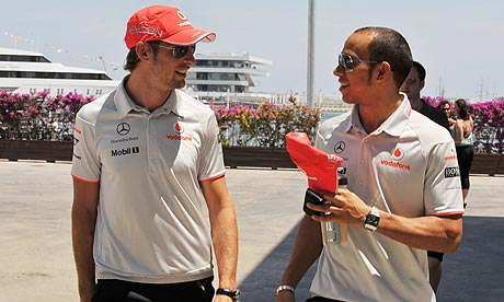Mark Webber says Jenson Button left and Lewis Hamilton right 