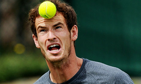 andy murray tennis serve. Andy Murray heads a tennis