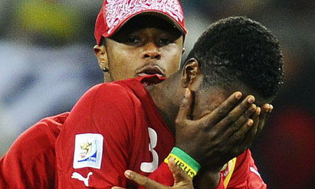 Asamoah Gyan hears the news of