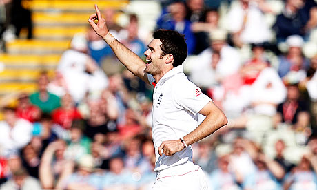 James Anderson celebrates the wicket of Salman Butt in the second innings of the second Test