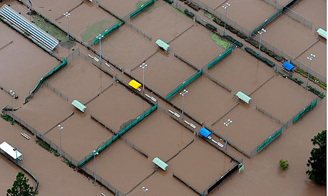 tennis courts under water