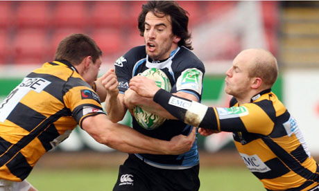 Colin Gregor of Glasgow, Dave Walder and Riki Flutey of Wasps