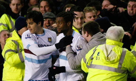 Frederic Piquionne after scoring for West Ham v Everton
