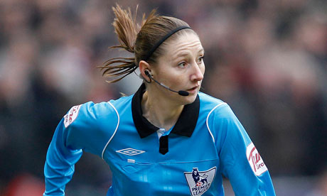 Women Linesman Sian Massey. Sian Massey runs the line.