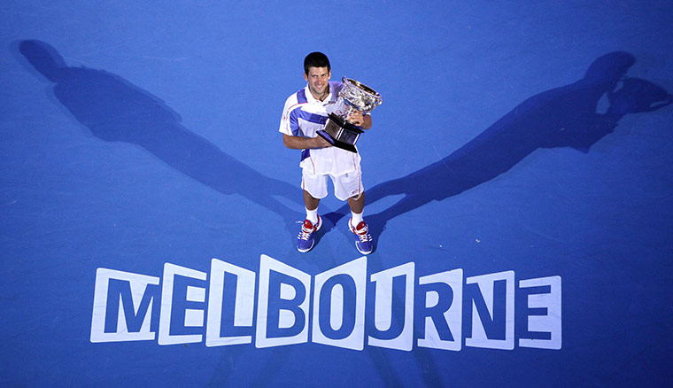 Australian Open final: Novak Djokovic holds aloft the trophy