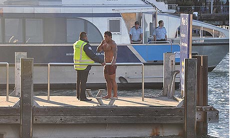 Manu Tuilagi after diving into Auckland harbour Photograph Karen Houston