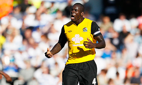 Blackburn Rovers' Christopher Samba celebrates scoring their first goal at Queens Park Rangers