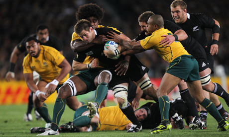 Richie McCaw drives on for New Zealand against Australia