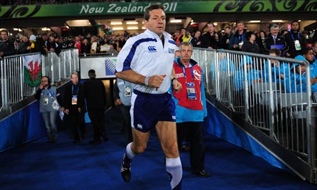 The referee Alain Rolland runs out at Eden Park