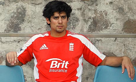 England's captain Alastair Cook rests
