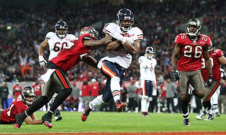 Marion Barber of the Chicago Bears scores a touchdown against the Tampa Bay Buccaneers