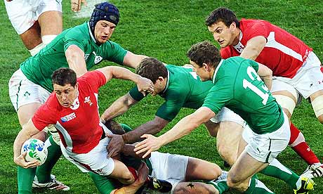 Shane Williams is tackled 