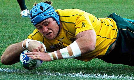 Australia captain James Horwill scores