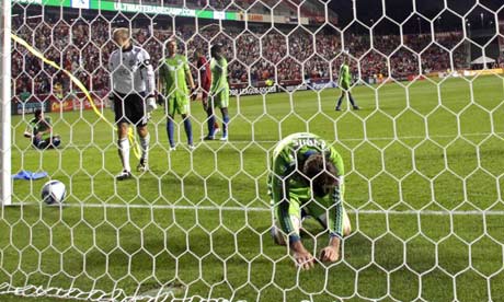 Seattle Sounders goalkeeper Kasey Keller after Real Salt Lake score