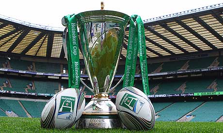 The Heineken trophy and match balls