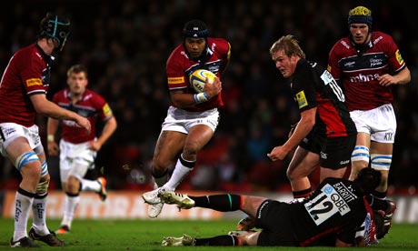 Sale's Sam Tuitupou goes on the attack against Saracens at Vicarage Road