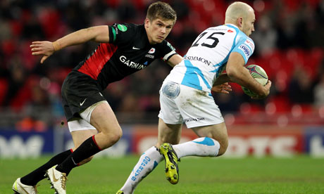 Owen Farrell in action during the Heineken Cup match between Saracens and the Ospreys at Wembley