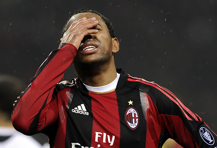 Milan v Spurs: AC Milan's forward Robinho reacts