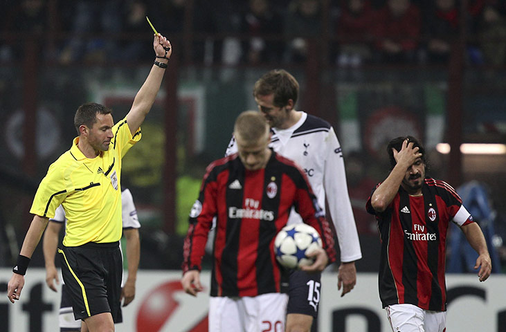 Milan v Spurs: Gattuso receives a yellow card