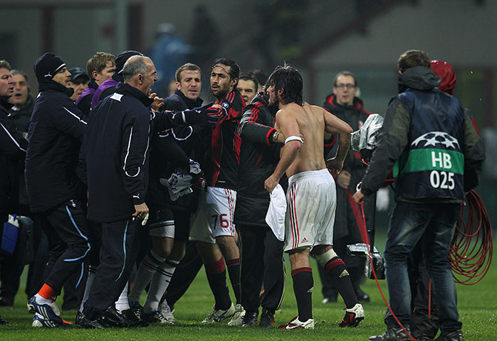 Milan v Spurs: Gattuso argues with Joe Jordan