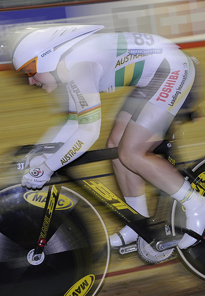 Cycling: Anna Meares of Australia qualifying in the womens sprint