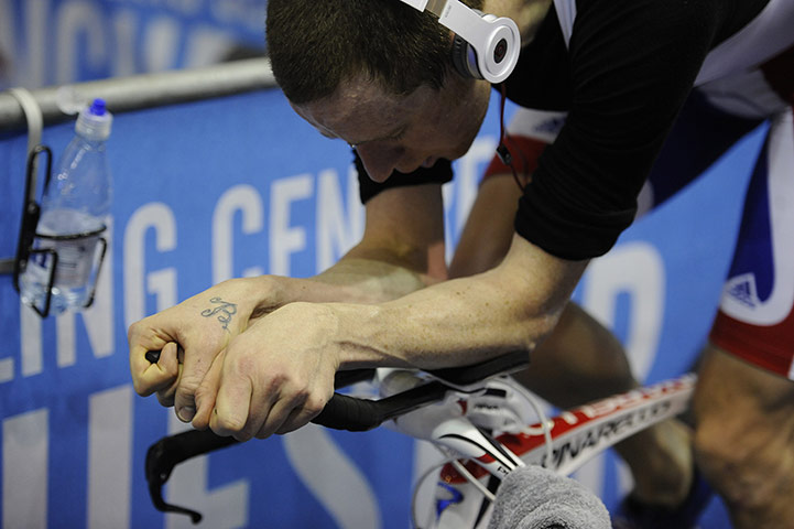 Cycling: Bradley Wiggins has a training ride on a stationery bike