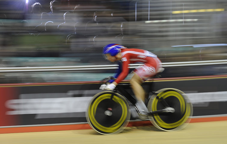 Cycling: Rebecca James of Team GB qualifying in the womens sprint