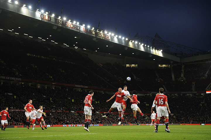 Man Utd v Crawley: Craig McAllister competing with Wes Brown