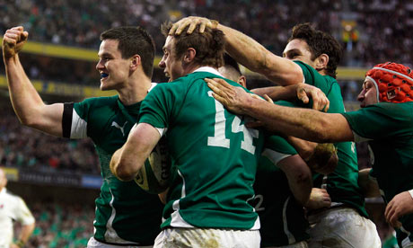 Ireland's Tommy Bowe celebrates