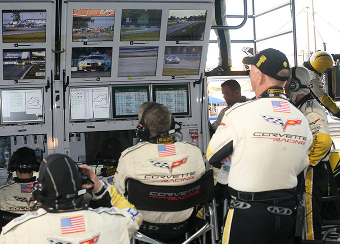 Sebring Race Gallery: Team Corvette keep an eye on how their cars are running