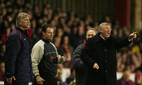 Manchester United's Alex Ferguson and Arsène Wenger of Arsenal 