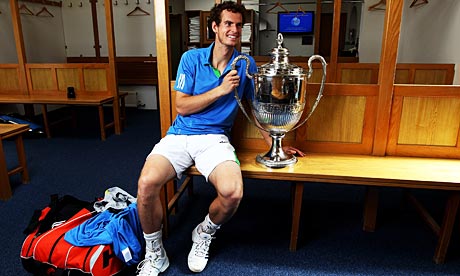 andy murray queens trophy. Andy Murray celebrates in the