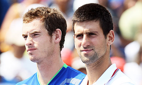 Andy Murray, left, arrives at the US Open having beaten the injured Novak Djokovic in Cincinnati