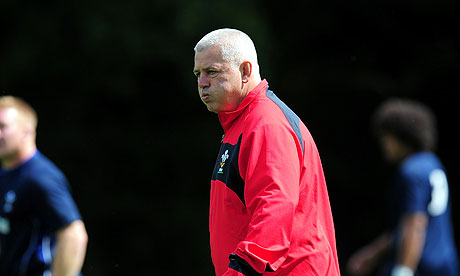 Warren Gatland at a Wales training camp