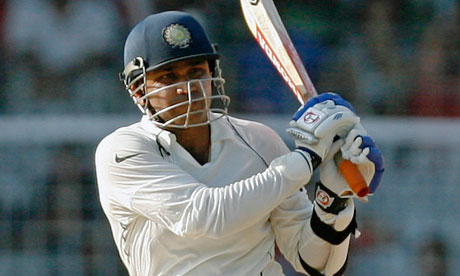 India's Virender Sehwag never looked comfortable