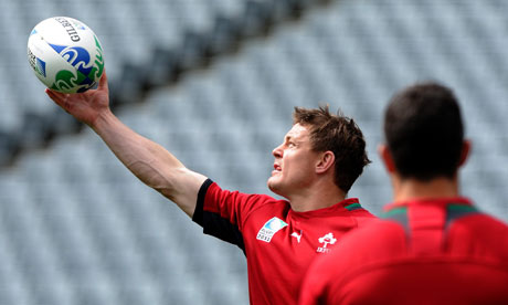 Brian O'Driscoll, the Ireland captain, during training before the game against Australia.