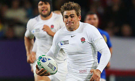 Toby Flood makes a break against Romania